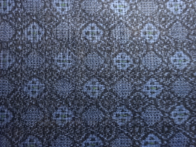 JAPANESE KIMONO / ANTIQUE KIMONO / SILK / DORO OSHIMA TSUMUGI / WOVEN RHOMBUS FLOWER